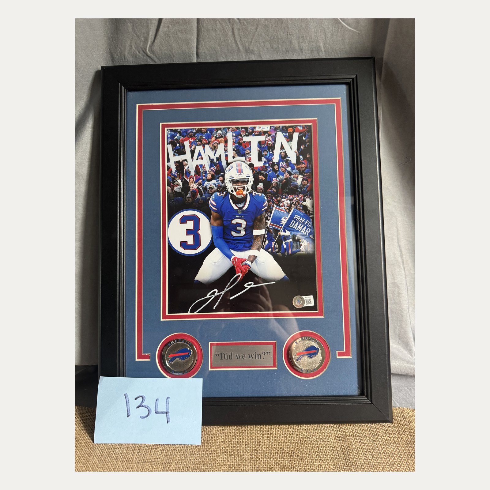 Premium Raffle Item #134: Damar Hamlin Autographed Framed Display