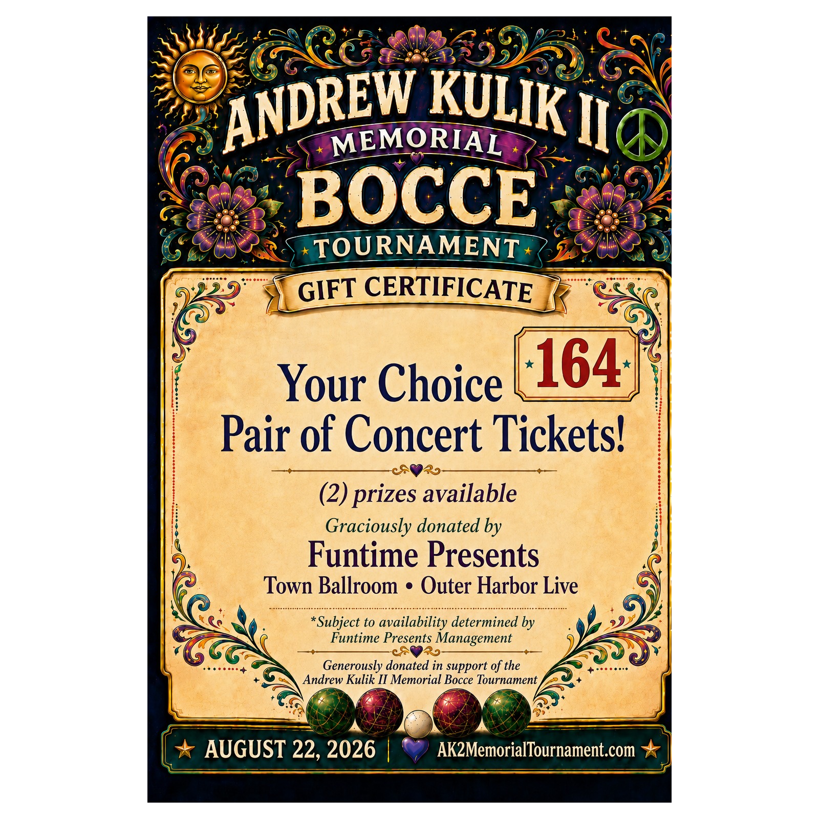 Premium Raffle Item #164: Your Choice Pair of Concert Tickets donated by Funtime Presents — Town Ballroom and Outer Harbor Live