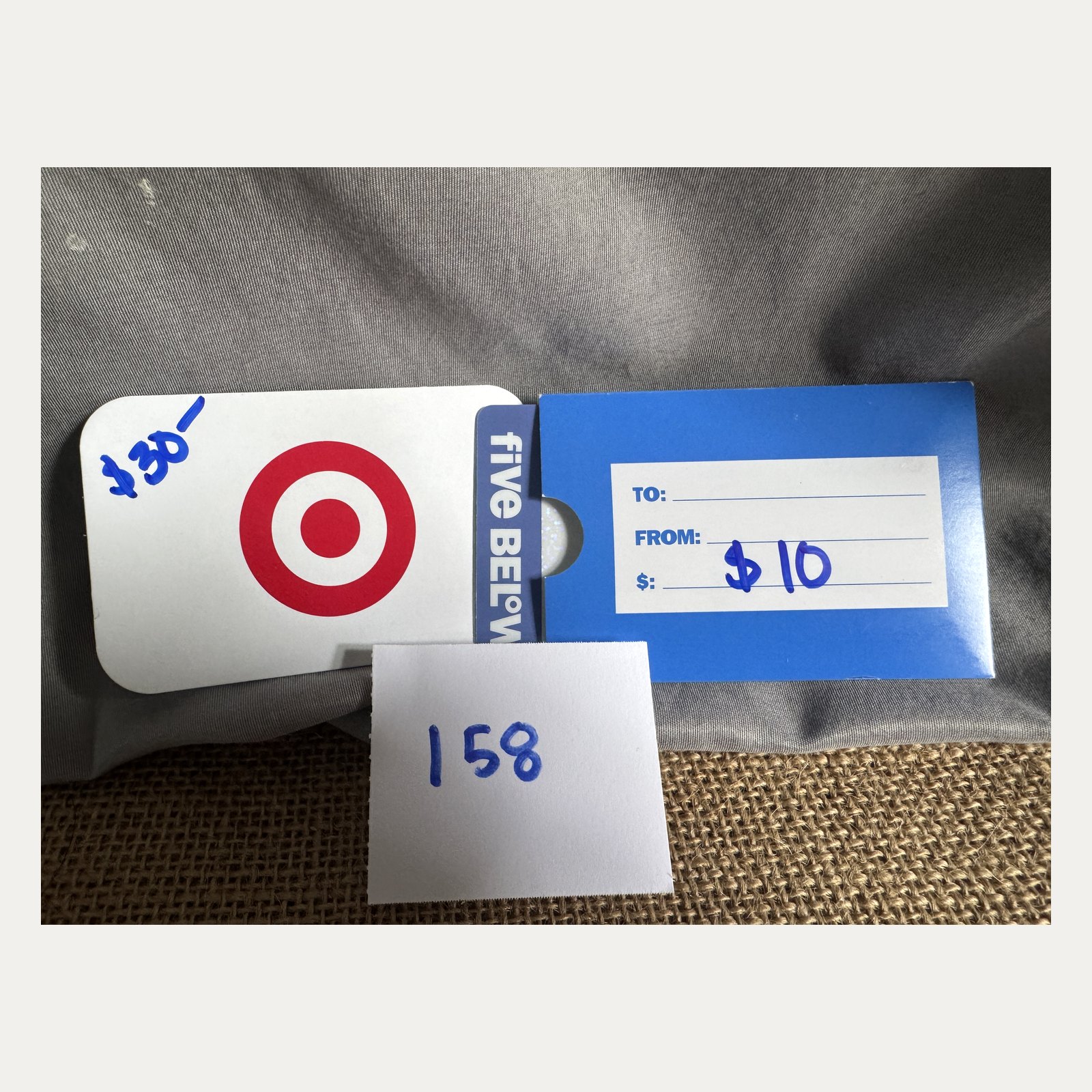 Raffle Basket/Item #158: Target + Five Below Gift Cards
