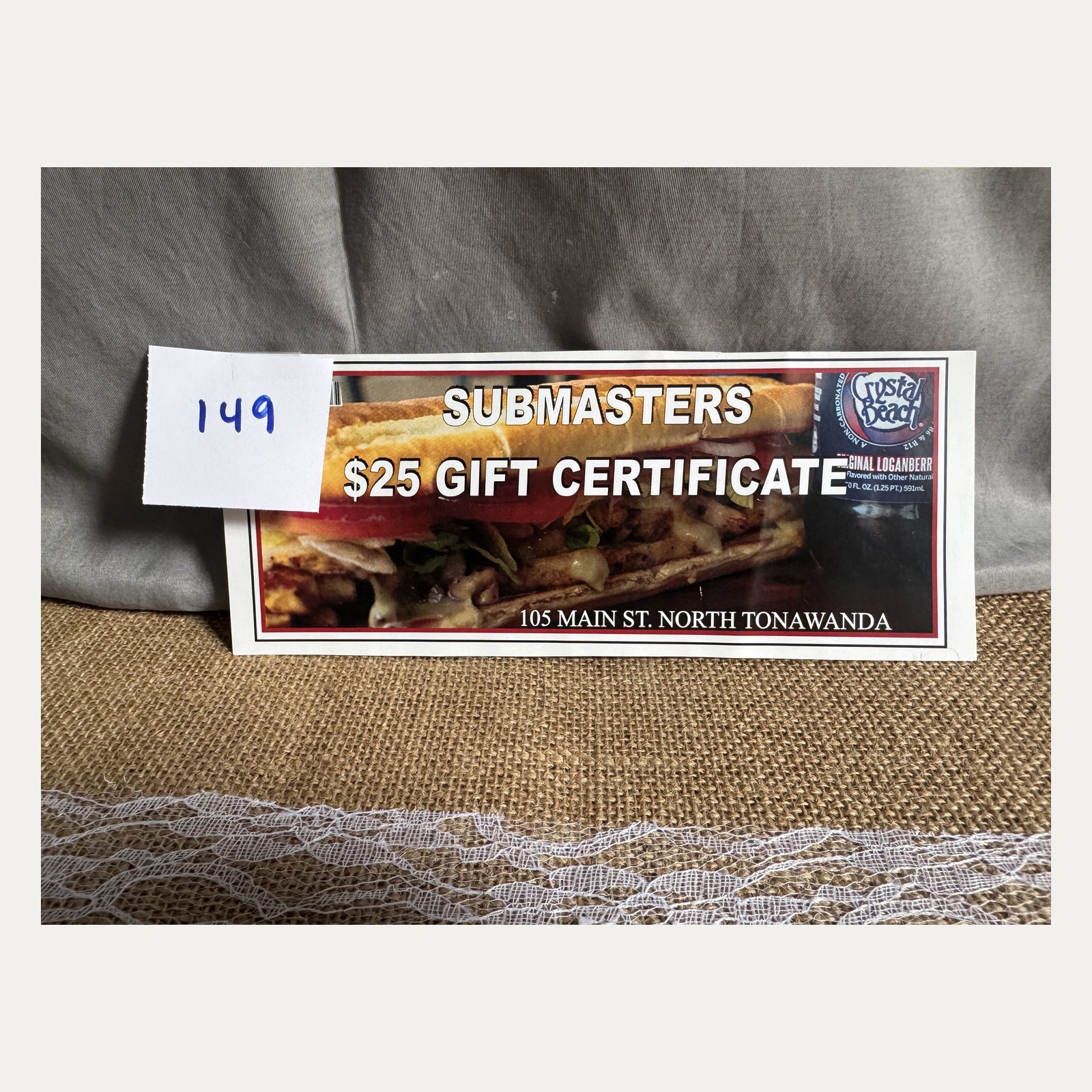 Raffle Basket/Item #149: Submasters Gift Certificate