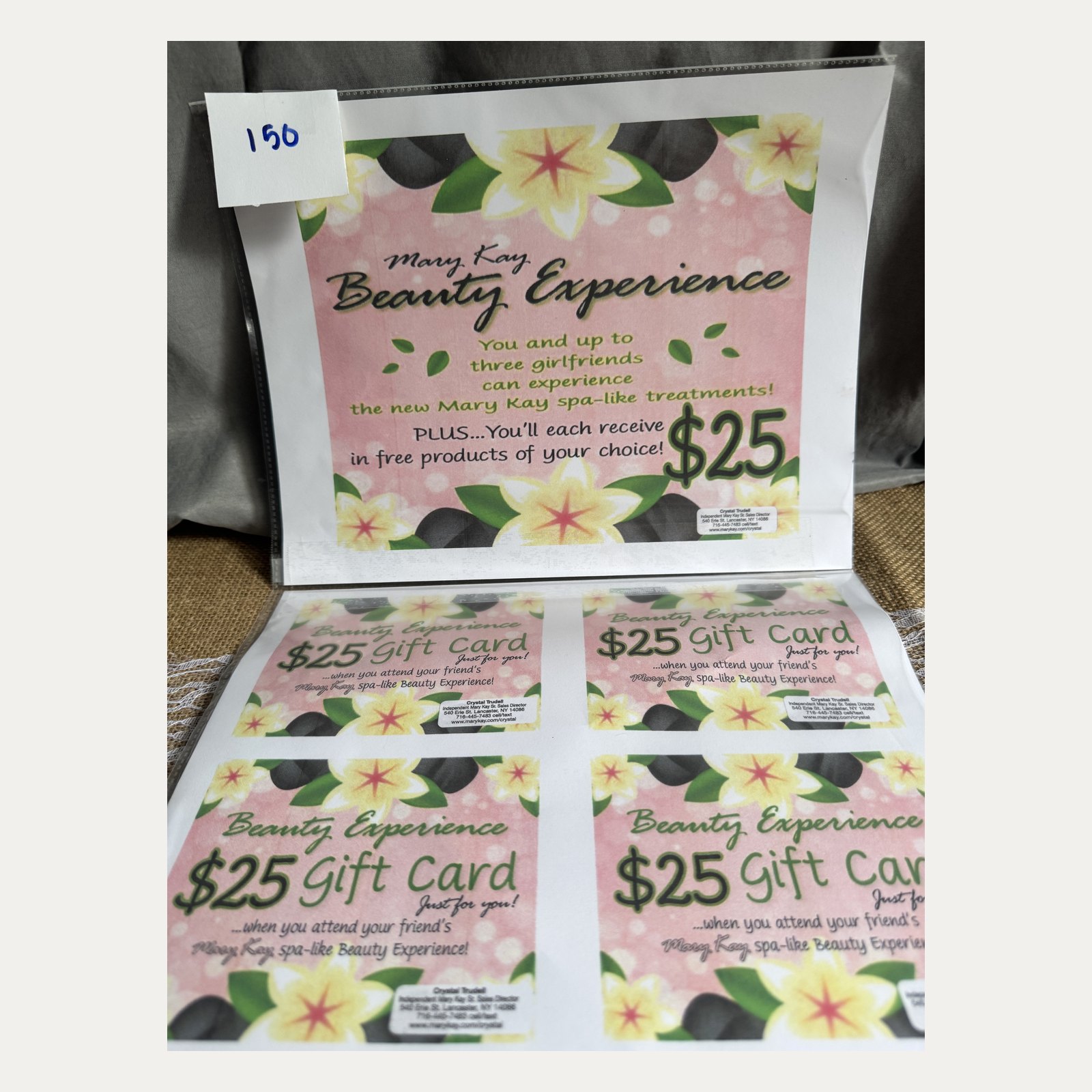 Raffle Basket/Item #150: Mary Kay Beauty Experience Gift Card