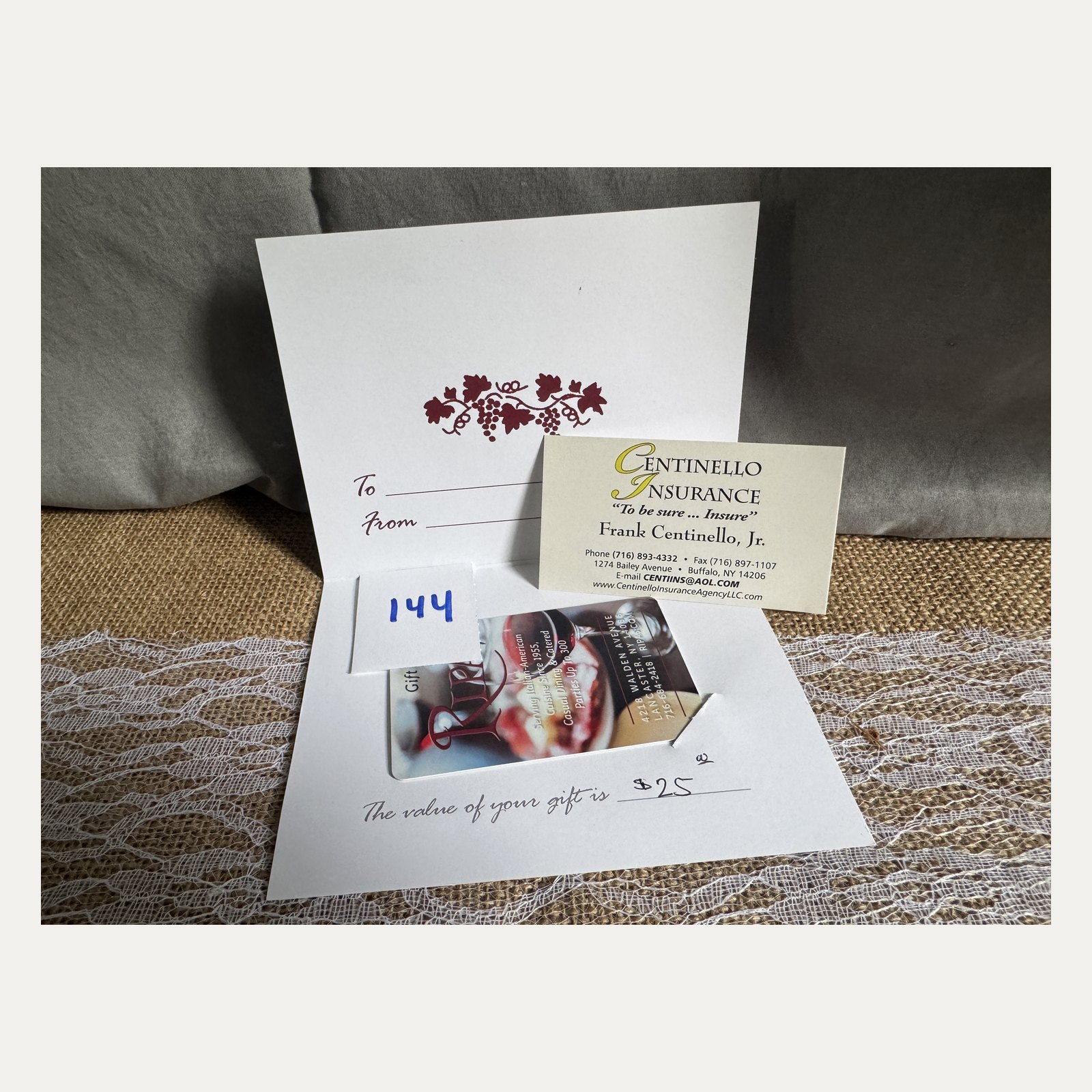 Raffle Basket/Item #144: $25 Gift Certificate to Ripa's Italian Restaurant