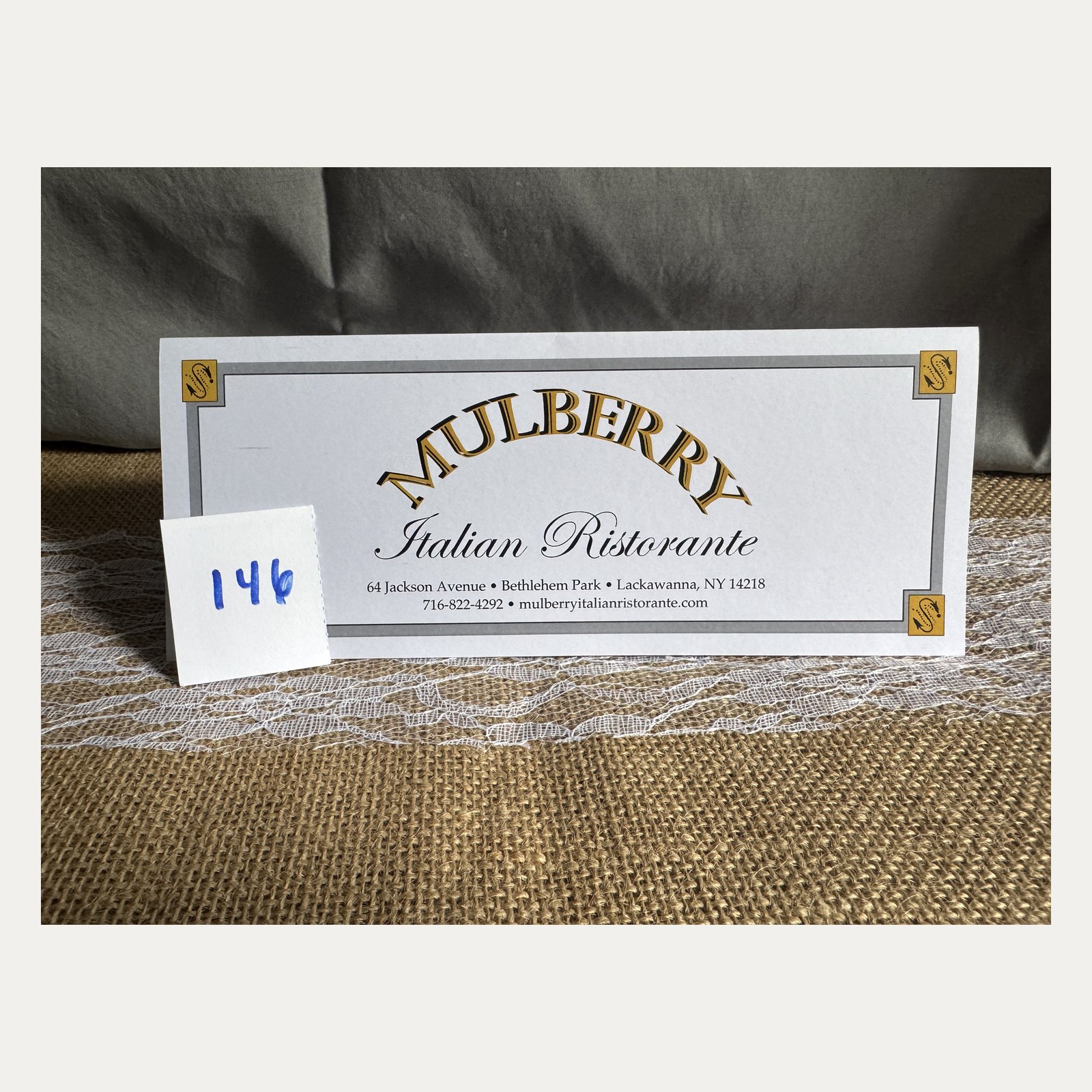 Raffle Basket/Item #146: Mulberry Italian Ristorante Gift Certificate